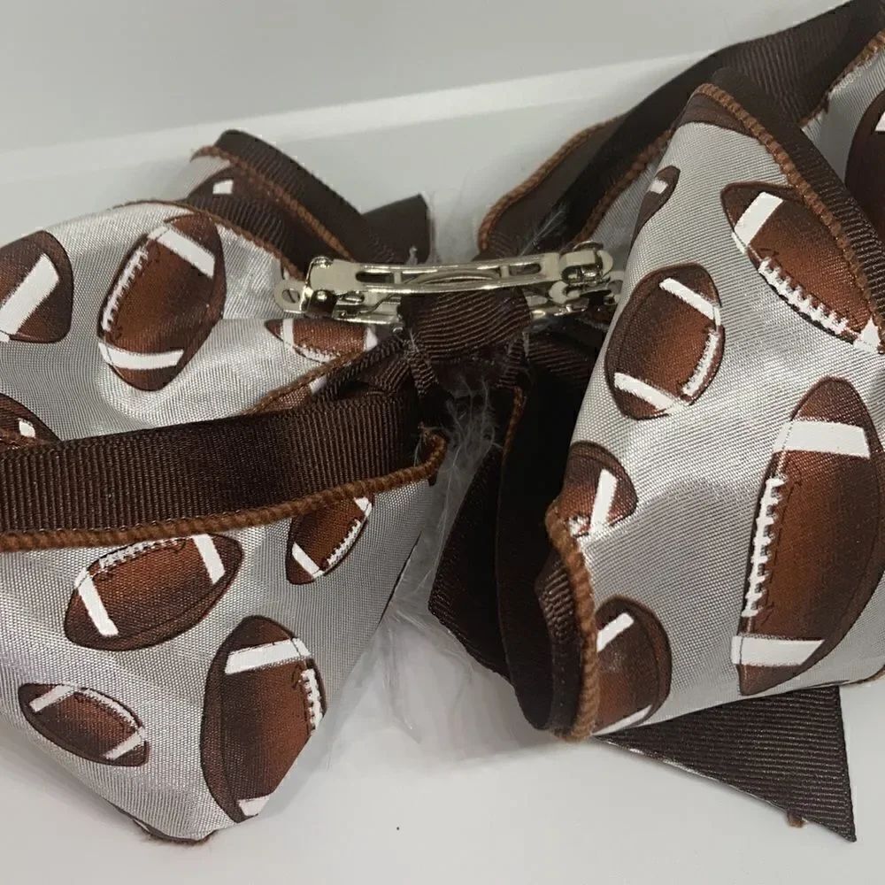 Girls large football hair bow - Picture 2 of 4